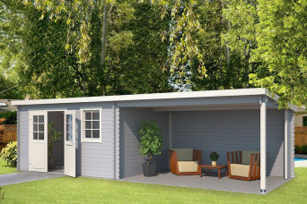  Outdoor Life Products | Tuinhuis met Overkapping Aida 760 x 275 | Gecoat | Platinum Grey-Wit 210408-31